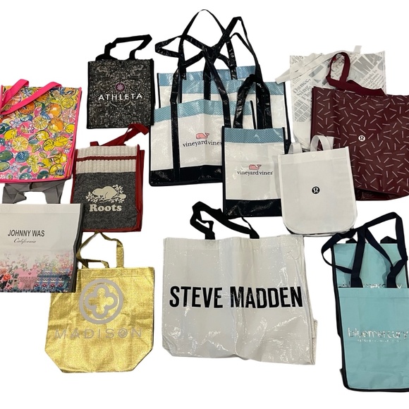 15pc Lot Reusable Shopping Tote Bags Lululemon Lily Pulitzer Vineyard Vines Plus - Picture 1 of 12